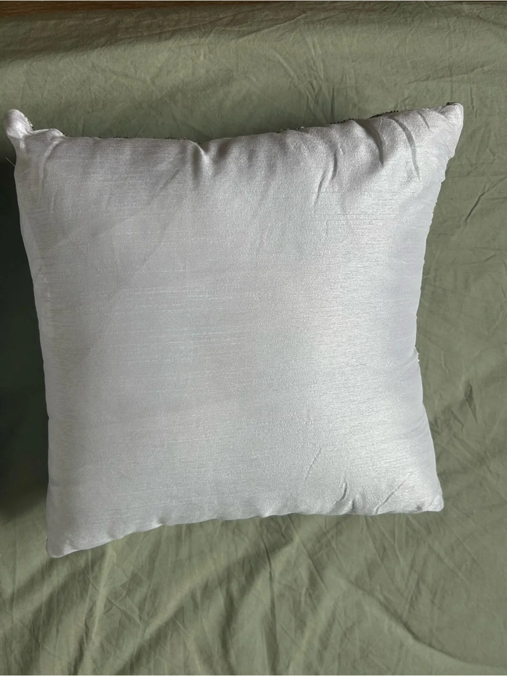 White Decorative Throw Pillow Pair with Beaded Silver Pattern